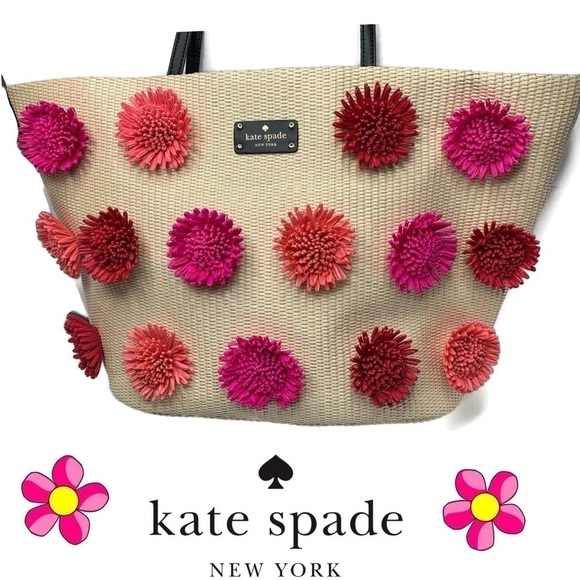 COPY - Kate Spade Floral Appliqué Straw Large Tot… - Picture 4 of 8